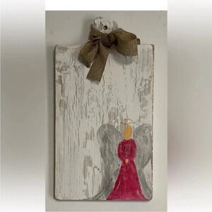 Angel Wood Decor Board Farmhouse Cottage Primitive‎ Rustic Handmade 16” x 9”